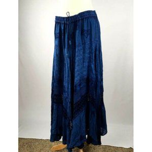 Encounter Blue Long Gypsy Bohemian Maxi Skirt